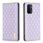 For OPPO A74 5G / A93 5G / A54 5G Diamond Lattice Magnetic Leather Flip Phone Case(Purple)