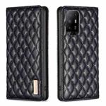 For OPPO A94 5G / F19 Pro+ Diamond Lattice Magnetic Leather Flip Phone Case(Black)