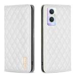 For OPPO A96 5G / Reno7 Z Diamond Lattice Magnetic Leather Flip Phone Case(White)