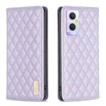 For OPPO A96 5G / Reno7 Z Diamond Lattice Magnetic Leather Flip Phone Case(Purple)