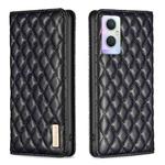 For OPPO A96 5G / Reno7 Z Diamond Lattice Magnetic Leather Flip Phone Case(Black)