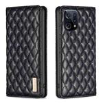 For OPPO Find X5 Diamond Lattice Magnetic Leather Flip Phone Case(Black)