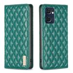 For OPPO Reno7 5G / Find X5 Lite Diamond Lattice Magnetic Leather Flip Phone Case(Green)