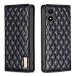 For vivo Y02s Diamond Lattice Magnetic Leather Flip Phone Case(Black)