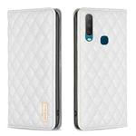 For vivo Y11 / Y15 / Y12 / Y17 Diamond Lattice Magnetic Leather Flip Phone Case(White)