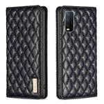 For vivo Y20 Diamond Lattice Magnetic Leather Flip Phone Case(Black)