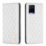 For vivo Y21s / Y21 / Y33s Diamond Lattice Magnetic Leather Flip Phone Case(White)