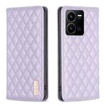 For vivo Y35 4G / Y22s Diamond Lattice Magnetic Leather Flip Phone Case(Purple)