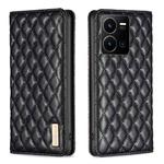 For vivo Y35 4G / Y22s Diamond Lattice Magnetic Leather Flip Phone Case(Black)