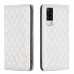 For vivo Y51 2020 / Y51a / Y51s Diamond Lattice Magnetic Leather Flip Phone Case(White)