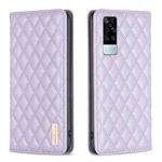 For vivo Y51 2020 / Y51a / Y51s Diamond Lattice Magnetic Leather Flip Phone Case(Purple)