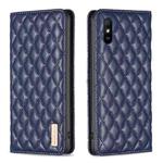 For Xiaomi Redmi 9A Diamond Lattice Magnetic Leather Flip Phone Case(Blue)