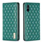 For Xiaomi Redmi 9A Diamond Lattice Magnetic Leather Flip Phone Case(Green)