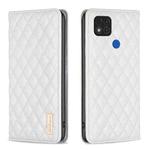 For Xiaomi Redmi 9C / 10A / Poco C31 Diamond Lattice Magnetic Leather Flip Phone Case(White)
