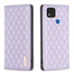 For Xiaomi Redmi 9C / 10A / Poco C31 Diamond Lattice Magnetic Leather Flip Phone Case(Purple)