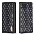 For Xiaomi Redmi 9C / 10A / Poco C31 Diamond Lattice Magnetic Leather Flip Phone Case(Black)