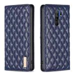 For Xiaomi Redmi 9 Diamond Lattice Magnetic Leather Flip Phone Case(Blue)