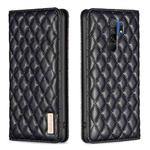 For Xiaomi Redmi 9 Diamond Lattice Magnetic Leather Flip Phone Case(Black)