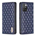 For Xiaomi Redmi 10 2022 / Note 11 4G Diamond Lattice Magnetic Leather Flip Phone Case(Blue)