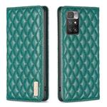 For Xiaomi Redmi 10 2022 / Note 11 4G Diamond Lattice Magnetic Leather Flip Phone Case(Green)