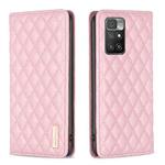 For Xiaomi Redmi 10 2022 / Note 11 4G Diamond Lattice Magnetic Leather Flip Phone Case(Pink)