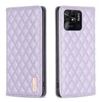 For Xiaomi Redmi 10C Diamond Lattice Magnetic Leather Flip Phone Case(Purple)