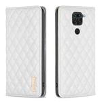 For Xiaomi Redmi Note 9 / 10X 4G Diamond Lattice Magnetic Leather Flip Phone Case(White)