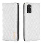 For Xiaomi Redmi Note 11 / 11S Diamond Lattice Magnetic Leather Flip Phone Case(White)