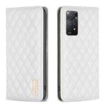 For Xiaomi Redmi Note 11 Pro 5G Diamond Lattice Magnetic Leather Flip Phone Case(White)