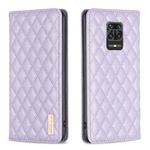 For Xiaomi Redmi Note 9 Pro Max Diamond Lattice Magnetic Leather Flip Phone Case(Purple)