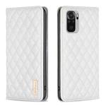 For Xiaomi Redmi Note 10 4G / 10S Diamond Lattice Magnetic Leather Flip Phone Case(White)