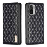 For Xiaomi Redmi Note 10 4G / 10S Diamond Lattice Magnetic Leather Flip Phone Case(Black)