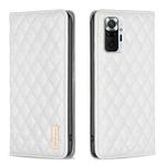 For Xiaomi Redmi Note 10 Pro / 10 Pro Max Diamond Lattice Magnetic Leather Flip Phone Case(White)