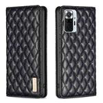 For Xiaomi Redmi Note 10 Pro / 10 Pro Max Diamond Lattice Magnetic Leather Flip Phone Case(Black)