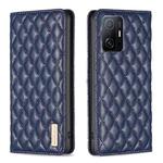 For Xiaomi 11T / 11T Pro Diamond Lattice Magnetic Leather Flip Phone Case(Blue)