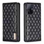 For Xiaomi 11T / 11T Pro Diamond Lattice Magnetic Leather Flip Phone Case(Black)