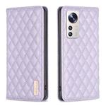 For Xiaomi 12 Lite Diamond Lattice Magnetic Leather Flip Phone Case(Purple)