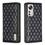 For Xiaomi 12 Lite Diamond Lattice Magnetic Leather Flip Phone Case(Black)