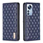 For Xiaomi 12 Pro Diamond Lattice Magnetic Leather Flip Phone Case(Blue)