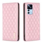 For Xiaomi 12T / 12T Pro / Redmi K50 Ultra Diamond Lattice Magnetic Leather Flip Phone Case(Pink)