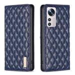 For Xiaomi 12 Diamond Lattice Magnetic Leather Flip Phone Case(Blue)