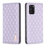 For Xiaomi Poco M3 Diamond Lattice Magnetic Leather Flip Phone Case(Purple)