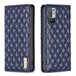 For Xiaomi Poco M3 Pro Diamond Lattice Magnetic Leather Flip Phone Case(Blue)