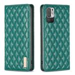 For Xiaomi Poco M3 Pro Diamond Lattice Magnetic Leather Flip Phone Case(Green)
