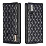 For Xiaomi Poco M3 Pro Diamond Lattice Magnetic Leather Flip Phone Case(Black)