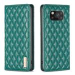 For Xiaomi Poco X3 / X3 NFC Diamond Lattice Magnetic Leather Flip Phone Case(Green)
