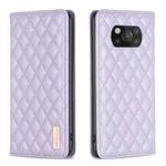 For Xiaomi Poco X3 / X3 NFC Diamond Lattice Magnetic Leather Flip Phone Case(Purple)