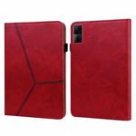 For Xiaomi Redmi Pad 10.61 2022 Solid Color Embossed Striped Leather Case(Red)