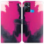 For Infinix Smart 6 Plus Watercolor Pattern Flip Leather Phone Case(Berry Color)