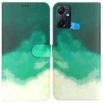 For Infinix Smart 6 Plus Watercolor Pattern Flip Leather Phone Case(Cyan Green)